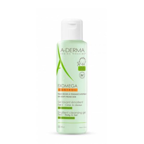 A-Derma Exomega Control Emollient Cleansing Gel 2 in 1 Body and Hair Atopic Skin 200ml