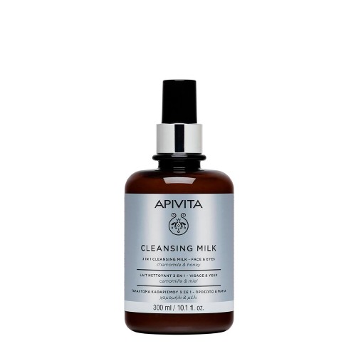 Apivita Cleansing Milk 3 in 1 - Face & Eyes 300ml