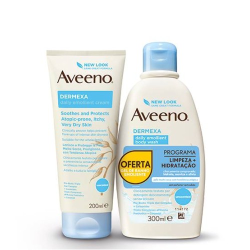 Aveeno Dermexa Daily Emollient Cream 200ml + OFFER Shower Gel 300ml
