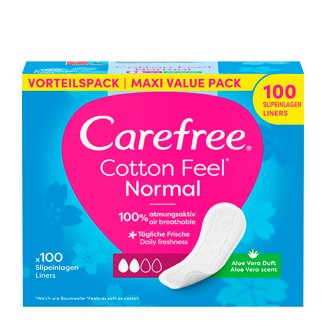 Carefree Cotton Feel Normal Daily Panty Liners Aloe Vera 100 units