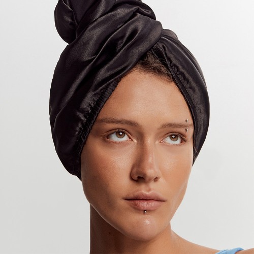 GLOV Double-Sided Satin Hair Towel Black