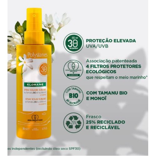 Klorane Tamanu BIO and Monoï Spray Solar SPF 30 body 200ml