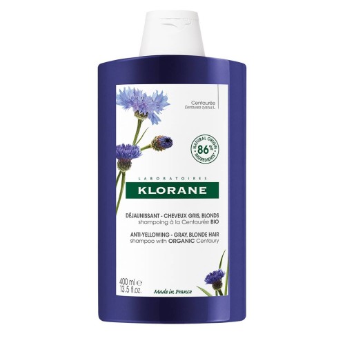 Klorane Cornflower BIO Anti-yellowing shampoo for white, gray and platinum blonde hair 400ml