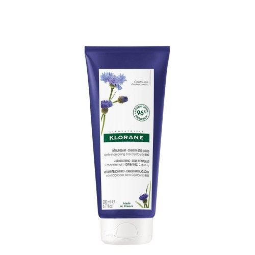 Klorane Cornflower BIO Anti-yellowing Conditioner for white, gray and platinum blonde hair 200ml