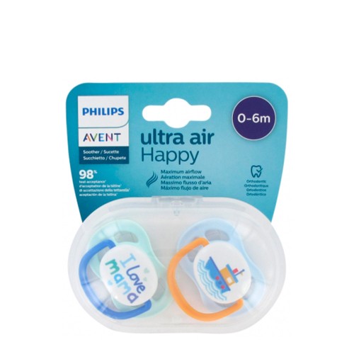 Philips Avent Ultra Air Happy Soother Mama and Boat 0-6m Duo