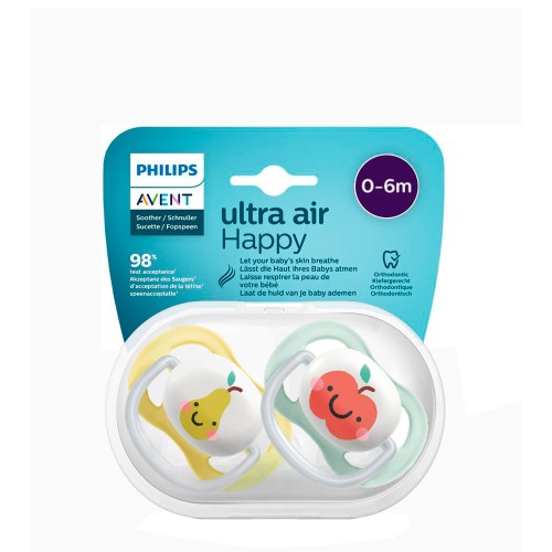 Philips Avent Ultra Air Happy Soother Apple and Pear 0-6m Duo