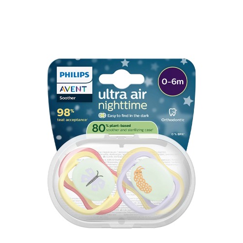 Philips Avent Ultra Air Night Pacifier Caterpillar and Butterfly 0-6m Duo