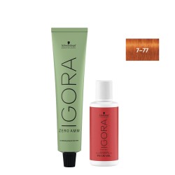 Schwarzkopf Igora Zero AMM 7-77 Medium Red Blonde 60ml + Oxidiser 20V