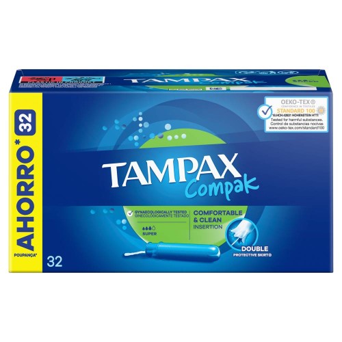 Tampax Compak Super Cap with applicator 32 units
